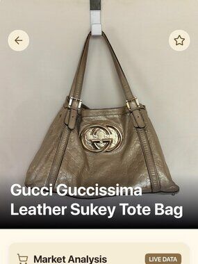 Gucci Guccissima ~ Sukey GG Metallic Embossed Leather Tote Bag Shoulder Handbag
